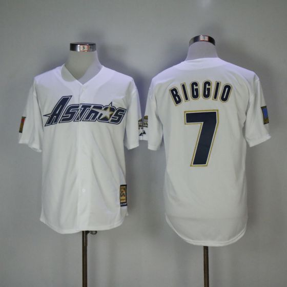 Men Houston Astros #7 Craig Biggio White Game 1981 MLB Jerseys